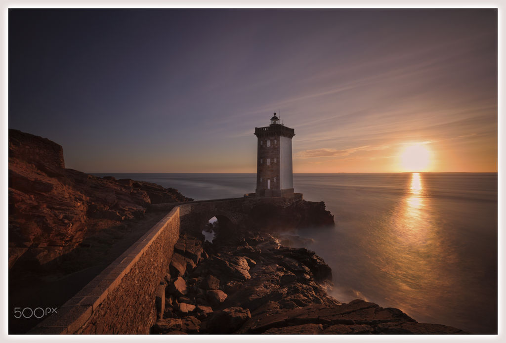 Kermorvan lighthouse at sunset