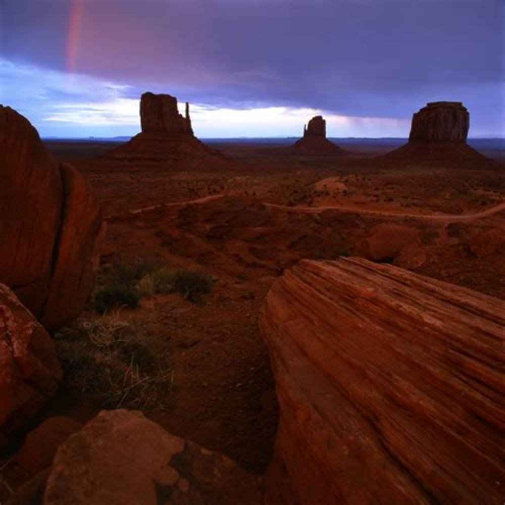 Monument Valley beneath storm clouds